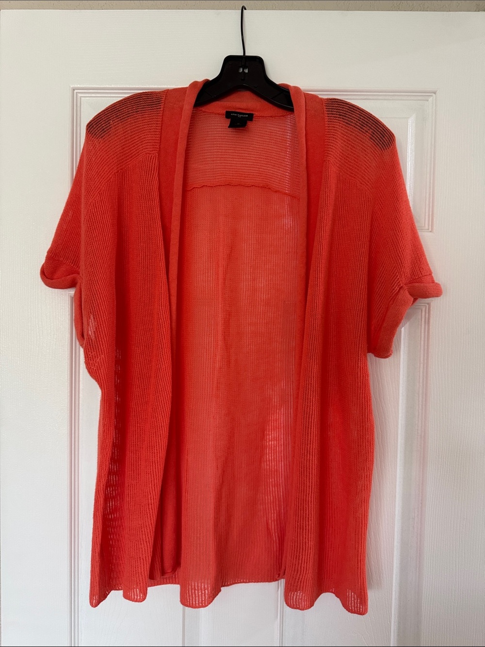 Ann Taylor Open Knit Cardigan - Coral Orange Size Medium